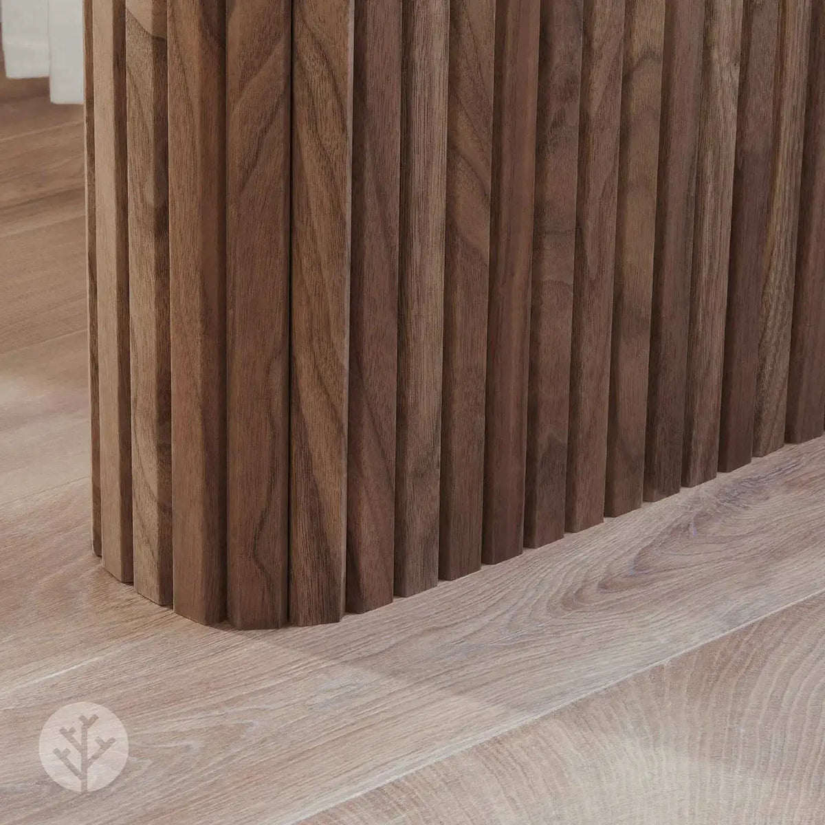 Flutto™ Walnut Slat Flexible Tambour Wood Panels with natural warm walnut finish, enhancing any interior design.