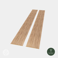 Flutto™ Oak Zigzag flexible tambour wood panels in a pack of two, showcasing unique pointed ridges and a rich oak finish.
