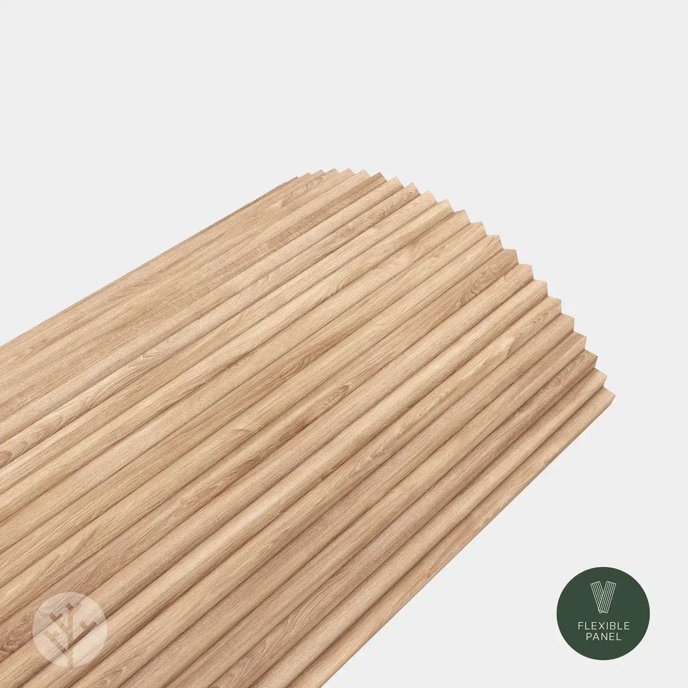 Flutto™ Oak Zigzag flexible wood panel showcasing a unique ridged design, ideal for renovation projects.
