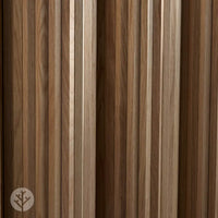 Close-up of Flutto™ oak zigzag flexible tambour wood panels showcasing a unique pointed ridge pattern.