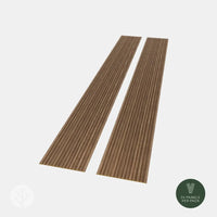 Flutto™ Walnut Zigzag flexible tambour wood panels, featuring pointed ridges, ideal for renovations.