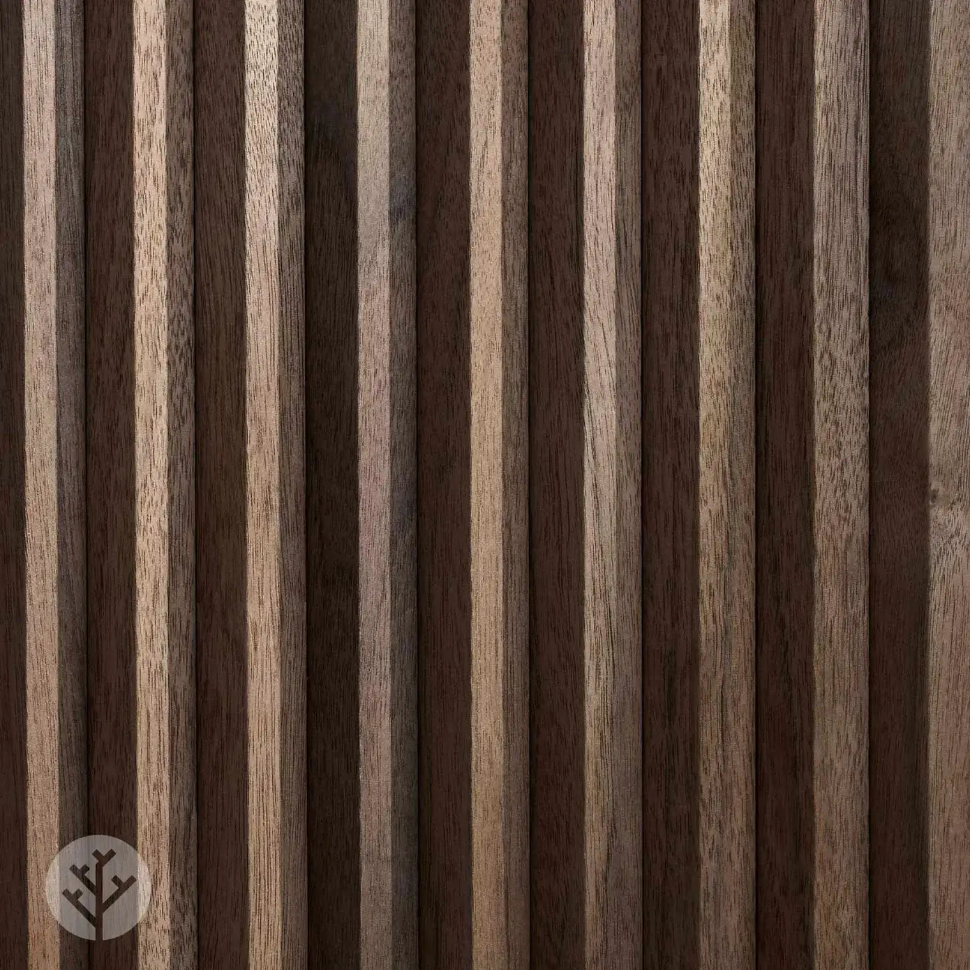 Flutto™ Walnut Zigzag flexible wood panels with a rich walnut finish and pointed ridges, ideal for renovations.