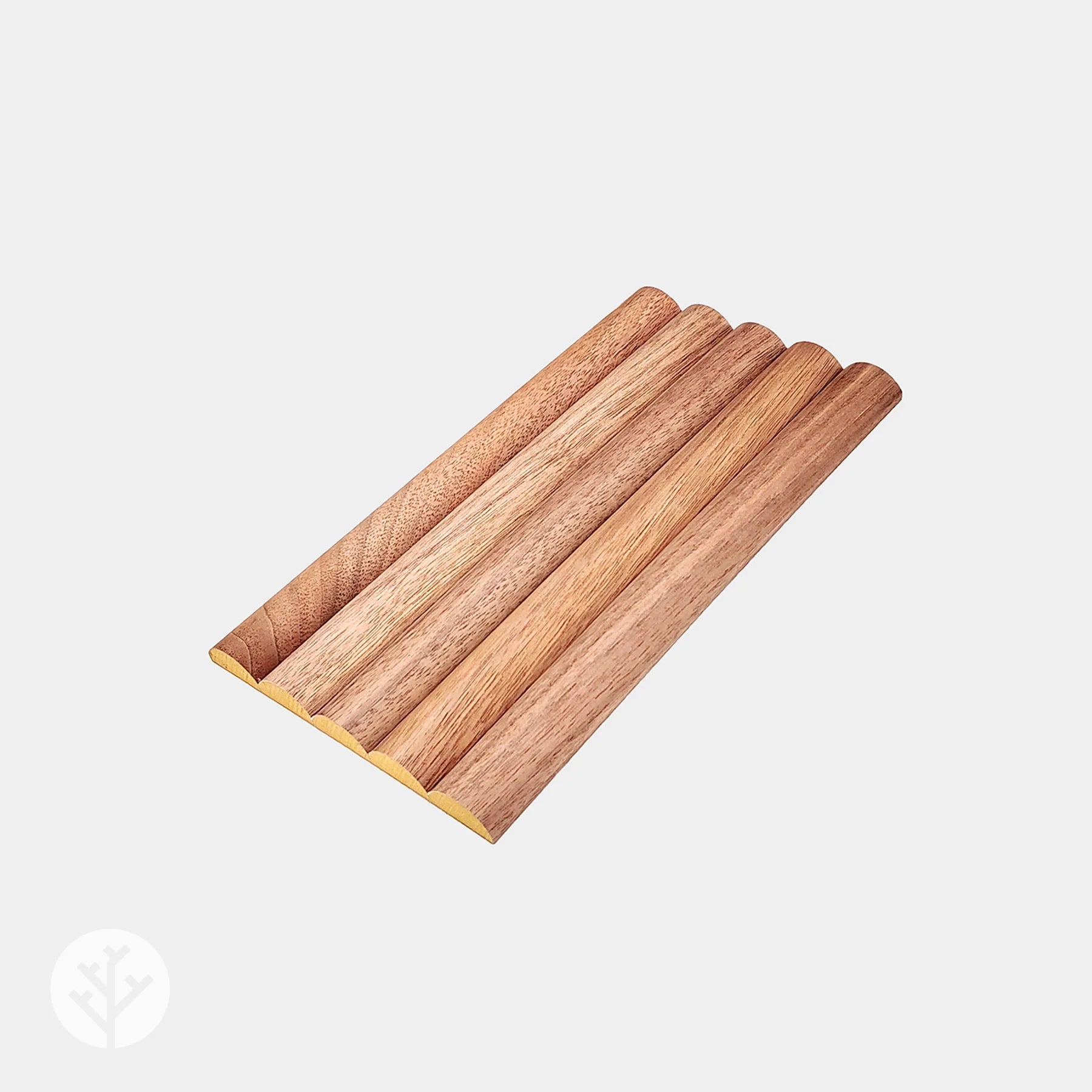 Flutto™ flexible panel sample box showcasing premium timber veneers in various shades and grains.