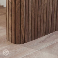 Flutto™ Walnut Slat Flexible Tambour Wood Panels with natural warm walnut finish, enhancing any interior design.